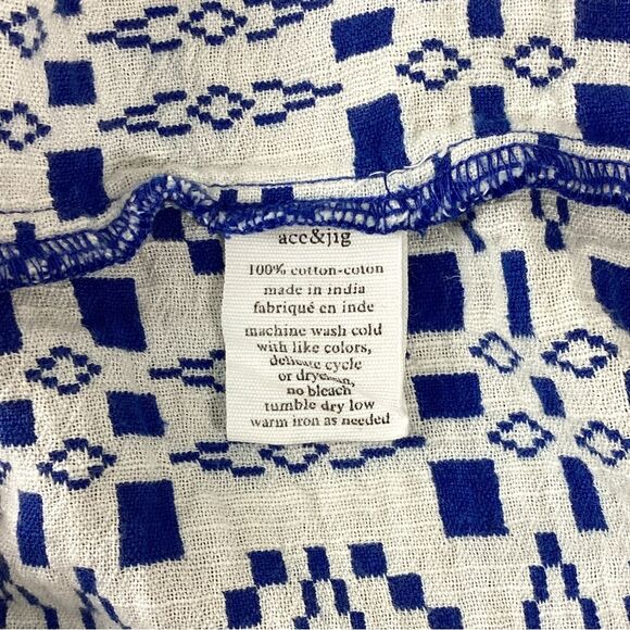 ACE & JIG Size XS Deck Dress in Cardiff Textile Blue White Geometric Pattern - Picture 10 of 11